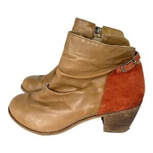 Matisse Lorenzo Color-block Tan and Rust Zip Up Bootie Size 8